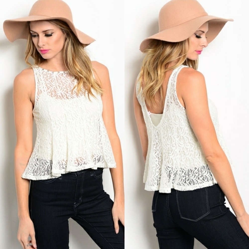 Lace embellished tank